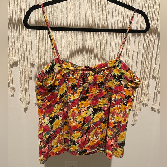 Floral Art Deco Spaghetti Strap Cotton Top Size XL - Picture 2 of 8